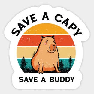 World Wildlife Day Capybara Animal Welfare Retro Wildlife Sticker